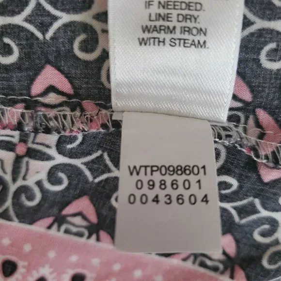 J.Jill Women's Border Floral Print Long Sleeve Peasant Top Black/Pink Sz Medium - Picture 12 of 13